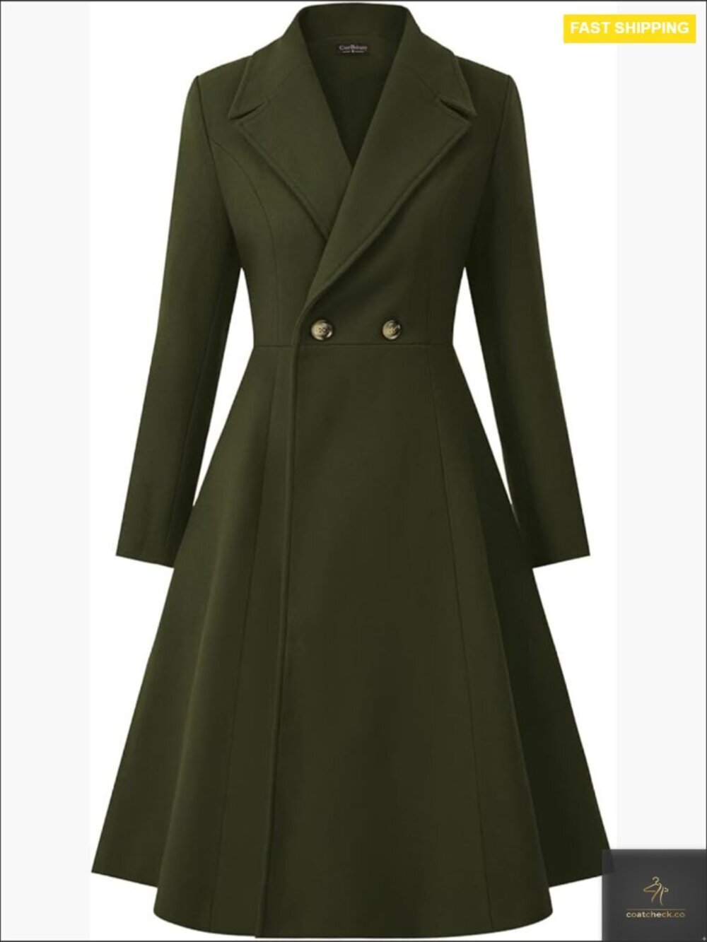 Women's Pea Coat Double Breasted Trench Coat Winter Dress Coat with Pockets